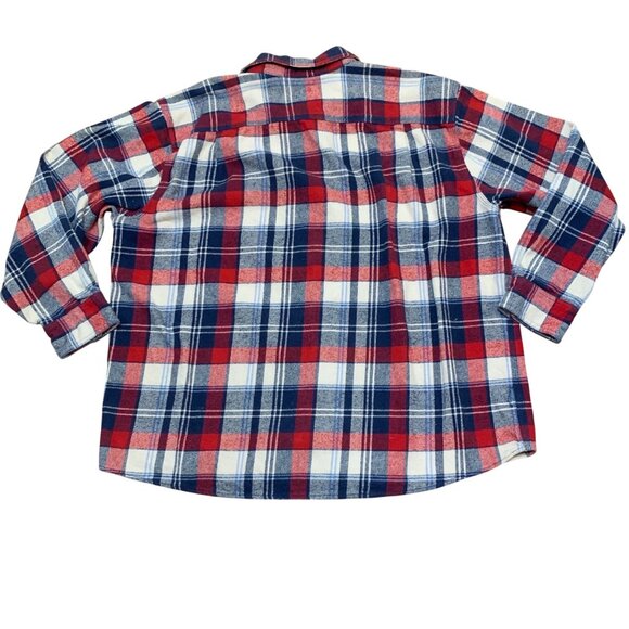 C.E. Schmidt Workwear Mens Red White & Blue Plaid Button-Up Flannel Shirt 2X - Picture 7 of 10